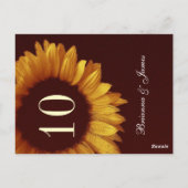 金ゴールド結婚ヒマワリのテーブル番号 ポストカード (裏面)
