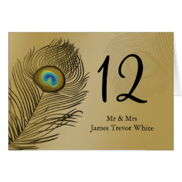 金ゴールド結婚ピーコックのテーブル席カード