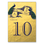 金ゴールド結婚ピーコックのテーブル番号 テーブルナンバー (正面)