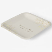 金ゴールド結婚フローラ紙プレート ペーパープレート (傾斜あり)