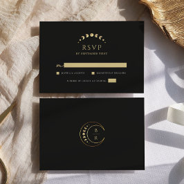 金ゴールド結婚ムーン 出欠カード