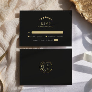 金ゴールド結婚ムーン 出欠カード