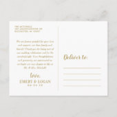 金ゴールド結婚モノグラムの写真コラージュ ポストカード (裏面)