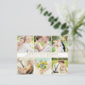 金ゴールド結婚モノグラムの写真コラージュ ポストカード (スタンド正面)