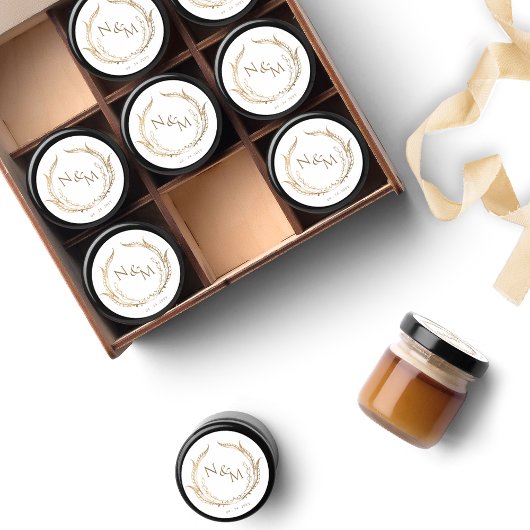 金ゴールド結婚モノグラムの封筒用シール/お気に入りステッカー ラウンドシール