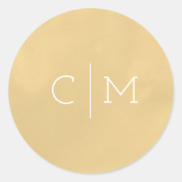金ゴールド結婚モノグラム丸ステッカー ラウンドシール