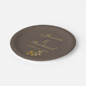 金ゴールド結婚ユーカリ紙プレート ペーパープレート (アングル)