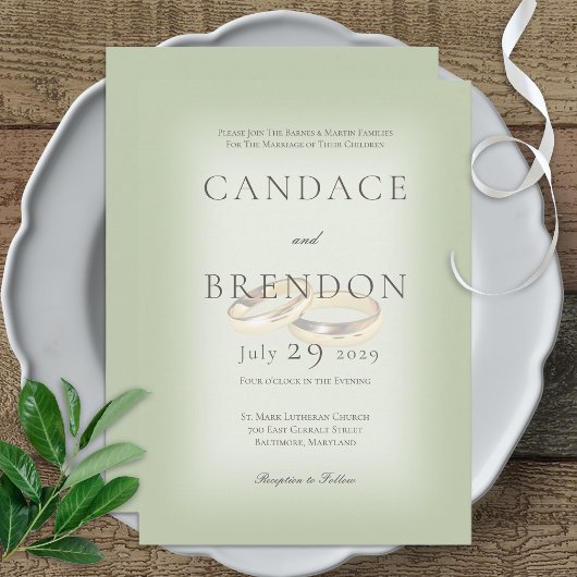 金ゴールド結婚リングや輪オンSage結婚式招待状 招待状