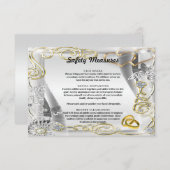 金ゴールド結婚リングや輪ハート安全対策 エンクロージャーカード (正面/裏面)