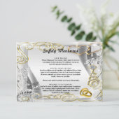 金ゴールド結婚リングや輪ハート安全対策 エンクロージャーカード (スタンド正面)