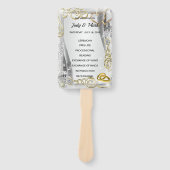 金ゴールド結婚リングや輪ハート結婚式 プログラム ハンドファン (正面)