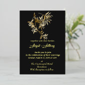 金ゴールド結婚リーフモダンミニマル 箔招待状 (立ち正面)