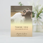 金ゴールド結婚写真 サンキューカード (スタンド正面)