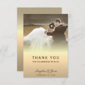 金ゴールド結婚写真 サンキューカード (正面/裏面)
