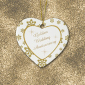 金ゴールド結婚周年記念スノーフレーク記念 セラミックオーナメント