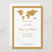 金ゴールド結婚地図 招待状 (正面/裏面)