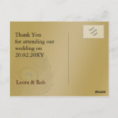 金ゴールド結婚孔雀の感謝 ポストカード (裏面)