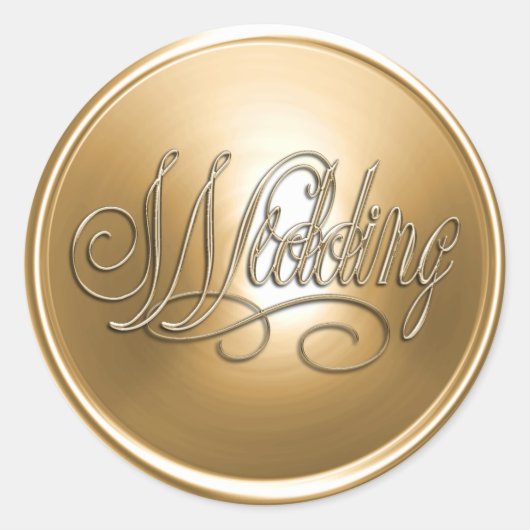 金ゴールド結婚封筒用シール ラウンドシール (正面)