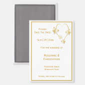 金ゴールド結婚式の日付磁石蝶を保存 マグネット (正面/裏面)