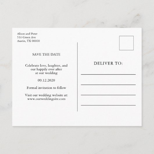 金ゴールド結婚式カレンダーの写真を保存 案内ポストカード (裏面)