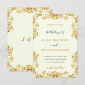 金ゴールド結婚式招待状カードゴールデンフローラ枠 招待状 (正面/裏面)