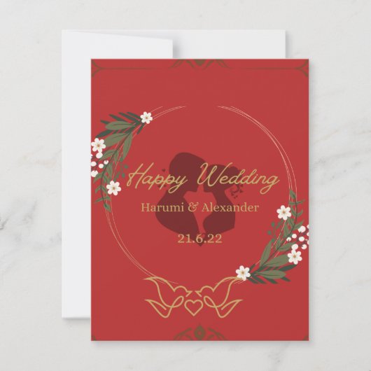 金ゴールド結婚式招待状 (正面)