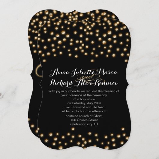 金ゴールド結婚式招待状 招待状 (正面/裏面)