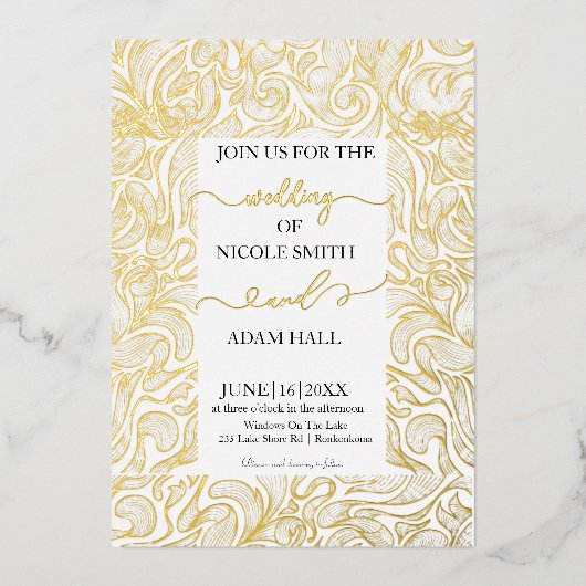 金ゴールド結婚式招待状 箔招待状 (正面)