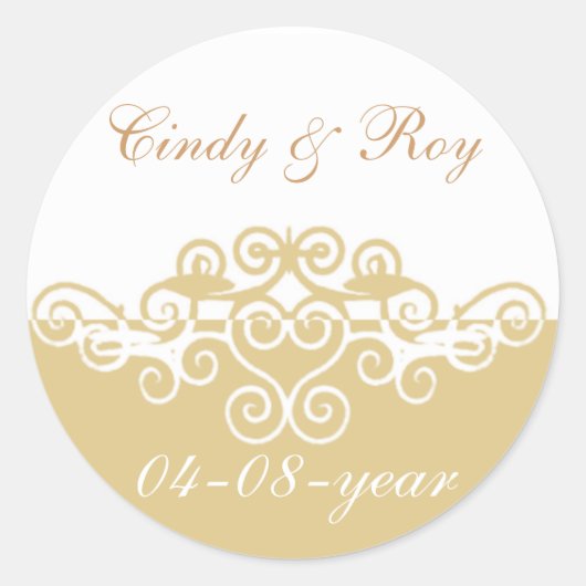 金ゴールド結婚式用シール ラウンドシール (正面)