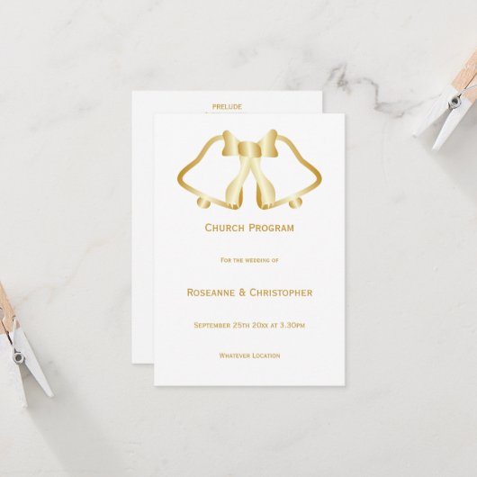 金ゴールド結婚式 プログラムベル及びリボン (正面/裏面インサイチュ)