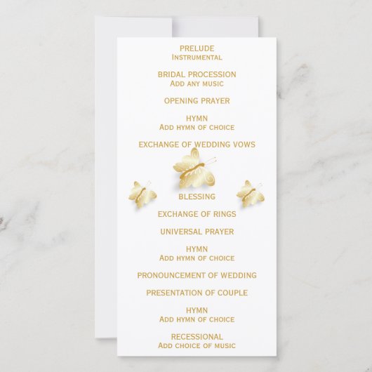 金ゴールド結婚式 プログラム蝶デザイン (裏面)