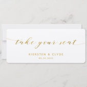 金ゴールド結婚書の座席のトップカード 招待状 (裏面)