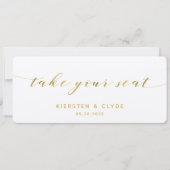 金ゴールド結婚書の座席のトップカード 招待状 (正面)