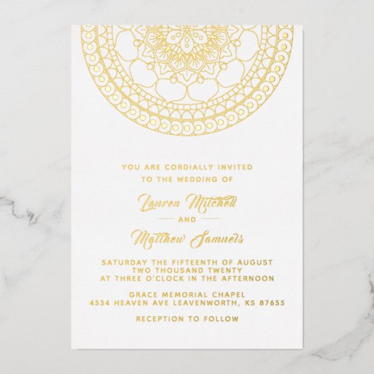 金ゴールド結婚曼荼羅箔招待状 箔招待状 (正面)