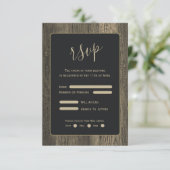 金ゴールド結婚木目 出欠カード (スタンド正面)