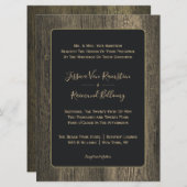 金ゴールド結婚木目 招待状 (正面/裏面)