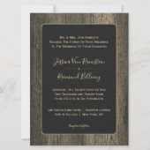 金ゴールド結婚木目 招待状 (正面)