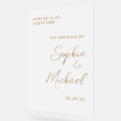 金ゴールド結婚歓迎フロステッド アクリルサイン (傾斜)