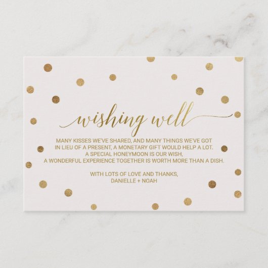 金ゴールド結婚水玉模様の願い井戸 エンクロージャーカード (正面)