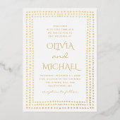 金ゴールド結婚水玉模様の。幾何エレガントシンプル的 箔招待状 (正面)