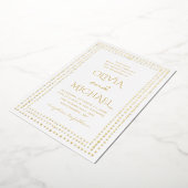 金ゴールド結婚水玉模様の。幾何エレガントシンプル的 箔招待状 (回転した状態)