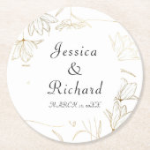 金ゴールド結婚紙プレートラウンド紙コースター ラウンドペーパーコースター (正面)