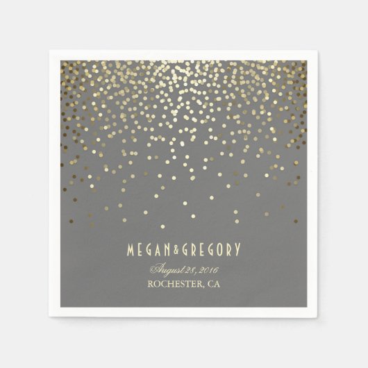 金ゴールド結婚紙吹雪 スタンダードカクテルナプキン (正面)