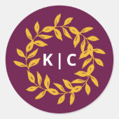 金ゴールド結婚葉 ラウンドシール (正面)