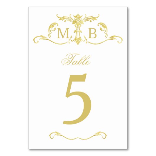 金ゴールド結婚表の番号の表の番号カード テーブルナンバー (正面)