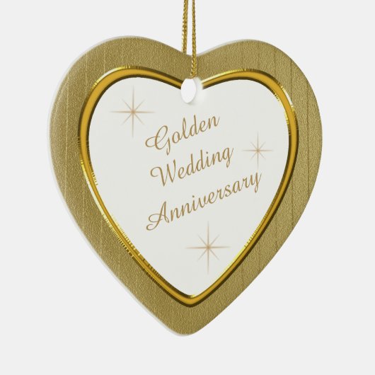 金ゴールド結婚記念日ハート記念 セラミックオーナメント (右)