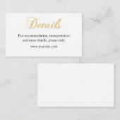 金ゴールド結婚詳細カードフォイルシンプルインサート用カード エンクロージャーカード (正面/裏面)