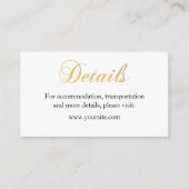 金ゴールド結婚詳細カードフォイルシンプルインサート用カード エンクロージャーカード (正面)