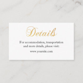 金ゴールド結婚詳細カードフォイルシンプルインサート用カード エンクロージャーカード