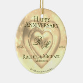 金ゴールド結婚2周年記念ハート セラミックオーナメント (右)